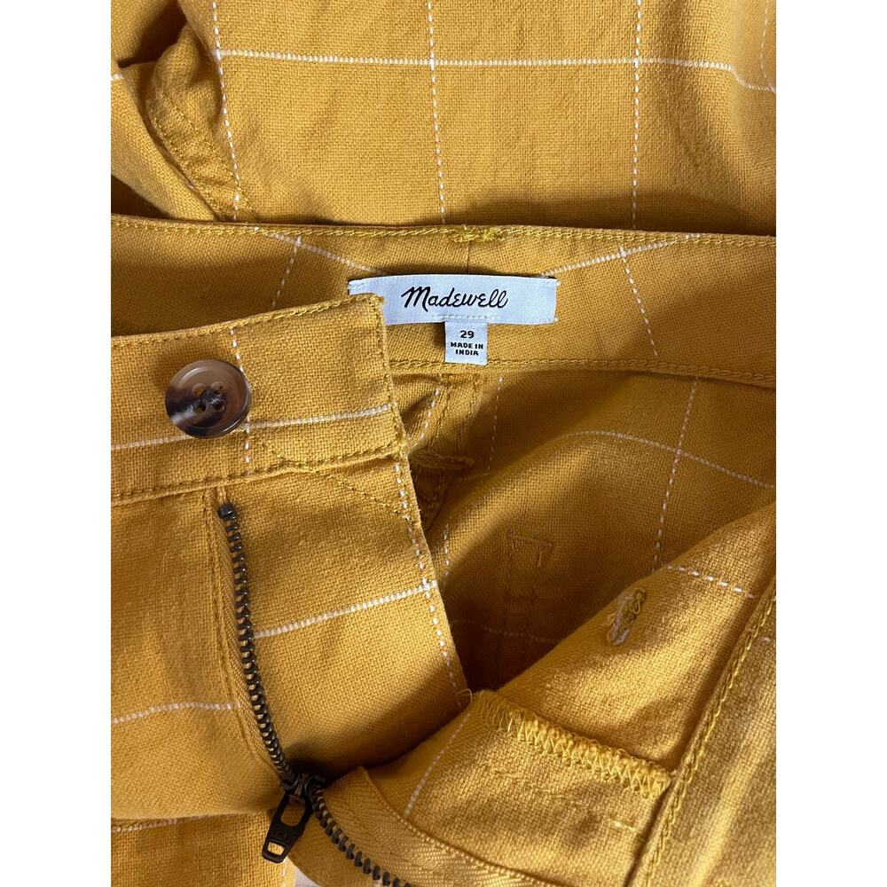 Madewell Emmett Wide Leg Crop Pants Windowpane Golden Yellow Fall Womens 29 - Picture 13 of 16